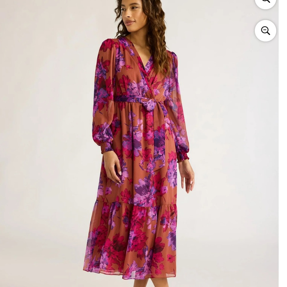 Sofia by Sofia Vergara Floral Midi Dress - Red and Purple